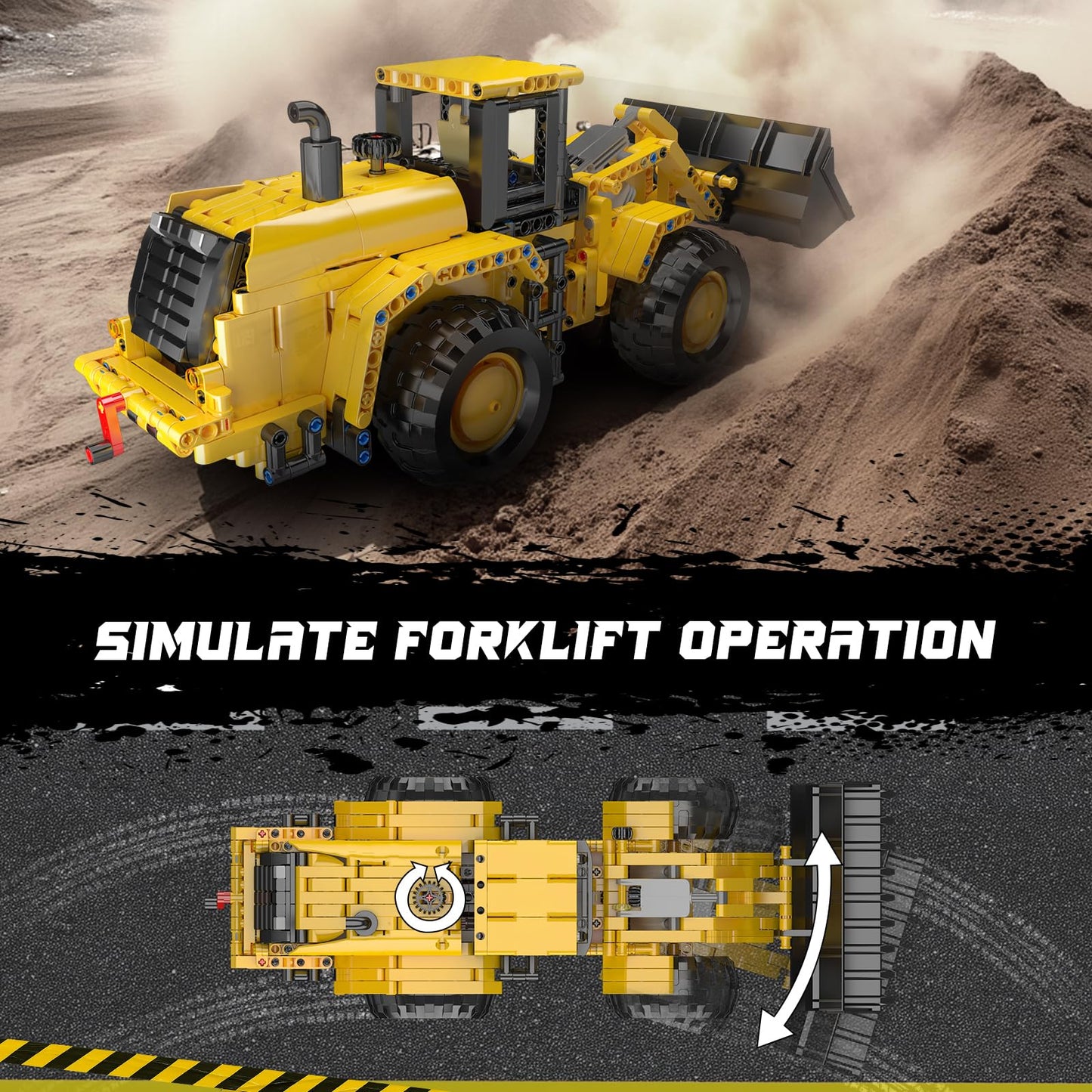 Mould King 17084 Wheel Loader Construction Toy, Buildable Bulldozer Construction Vehicle Building Set, Realistic Loading Shovel for Adult (910 PCS)