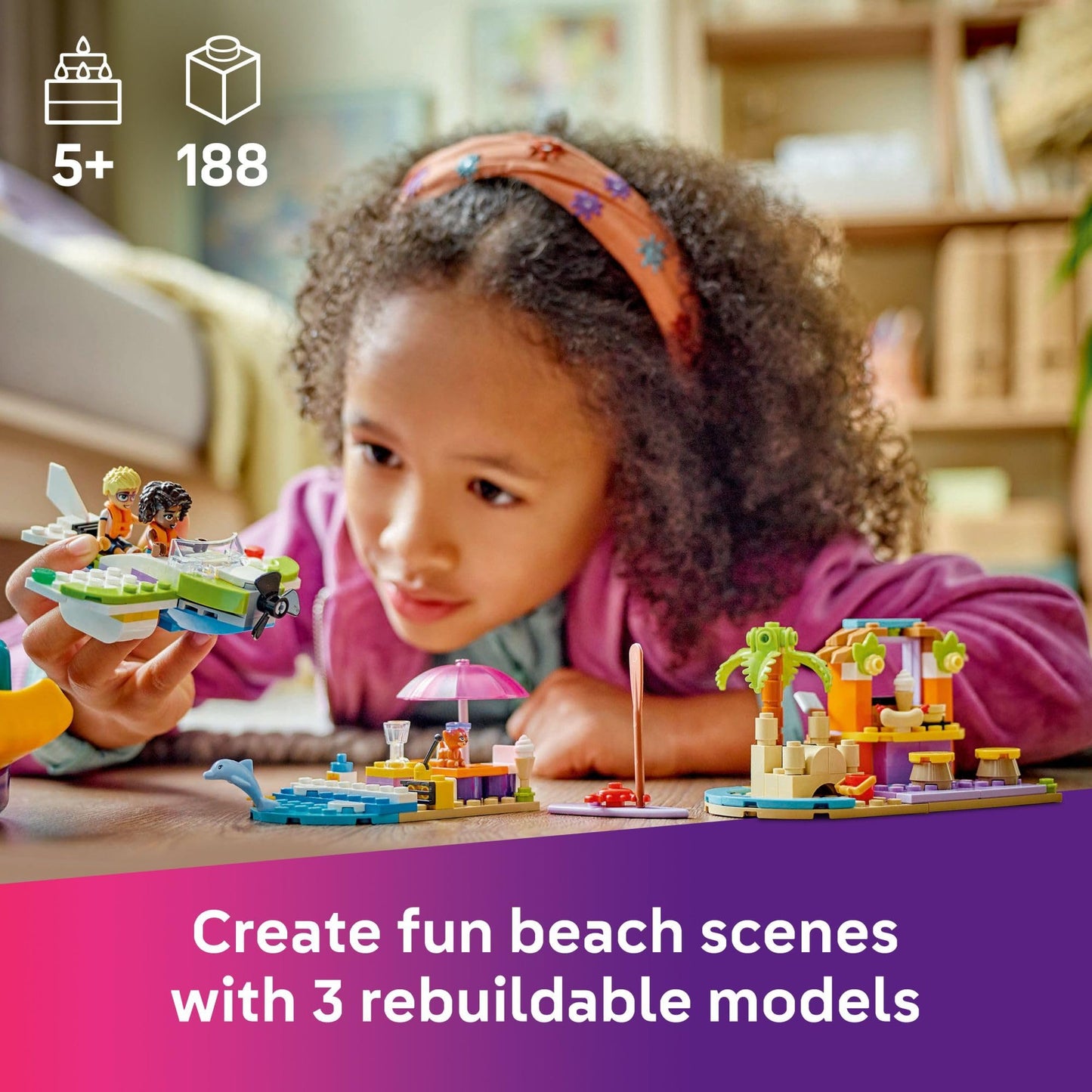 LEGO Friends Creative Beach and Travel Suitcase Toy Building Set - Portable Pretend Play Set for Kids, Girls and Boys, Ages 5+ - Preschool Toy with 2