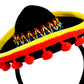 KINREX Cinco de Mayo Sombrero Headband - Mexican Fiesta Party Hat Decorations - Red Ball Fringe Mini Costume - One Size Fits All