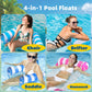 4 Pack Upgrated XL Water Pool Floats, 4-in-1 (Hammock, Saddle, Lounge Chair, Drifter) Multi-Purpose Water Pool Float, Non-Stick PVC Material.