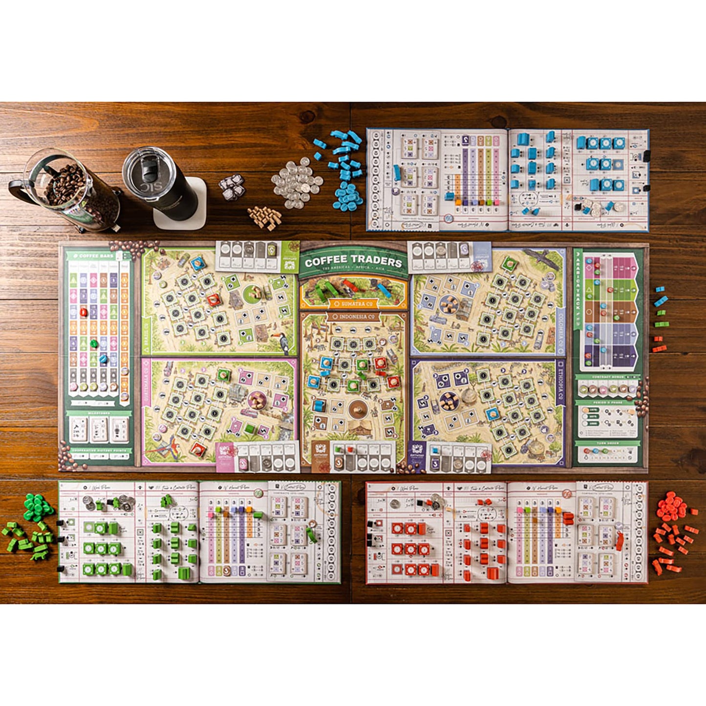 Capstone Games Coffee Traders Board Game for 3-5 Players - Economic Strategy and Trading Focused Euro Style Gameplay with Market Competition