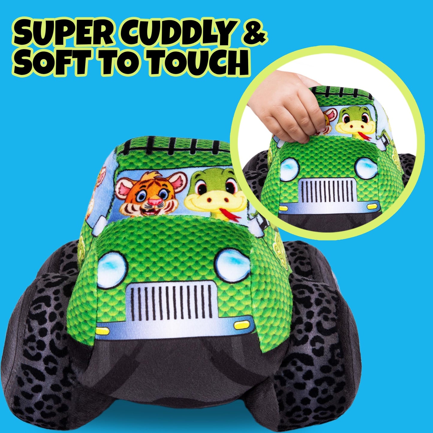 ArtCreativity Plush Monster Truck Safari Design - 8 Inch Big Stuffed Monster Truck - Cool Animal-Themed Design - Soft and Cuddly Toys for Little Boys