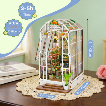 DIY Book Nook, Miniature House Kit with LED Lights (Garden House)