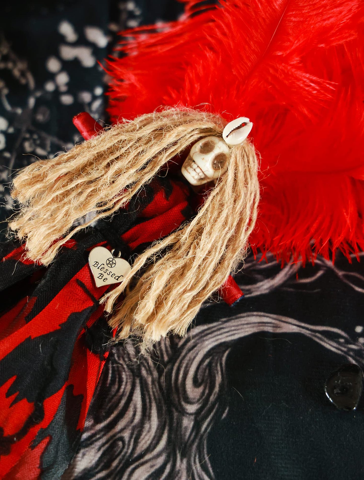 Nosadi Voodoo Doll Handmade Set Real Hemp Rope Wrapped Skull Horror Witches Poppet Gifts Doll for Halloween Birthday Christmas Party Gift Supplies