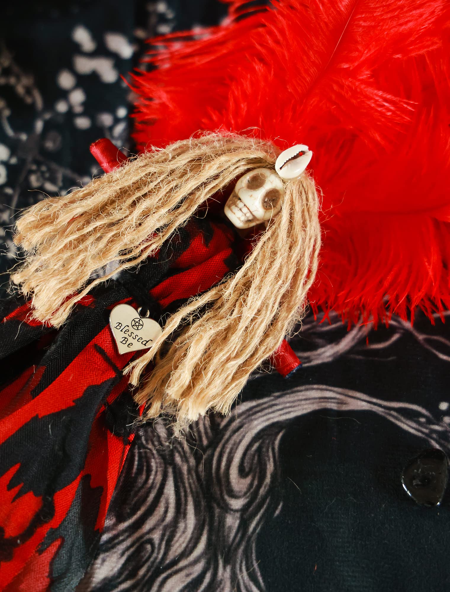 Nosadi Voodoo Doll Handmade Set Real Hemp Rope Wrapped Skull Horror Witches Poppet Gifts Doll for Halloween Birthday Christmas Party Gift Supplies