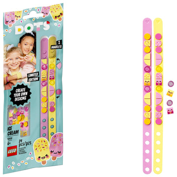LEGO DOTS Ice Cream Besties Bracelets 41910 Creative DIY Craft Bracelet Kit for Kids, New 2021 (34 Pieces)