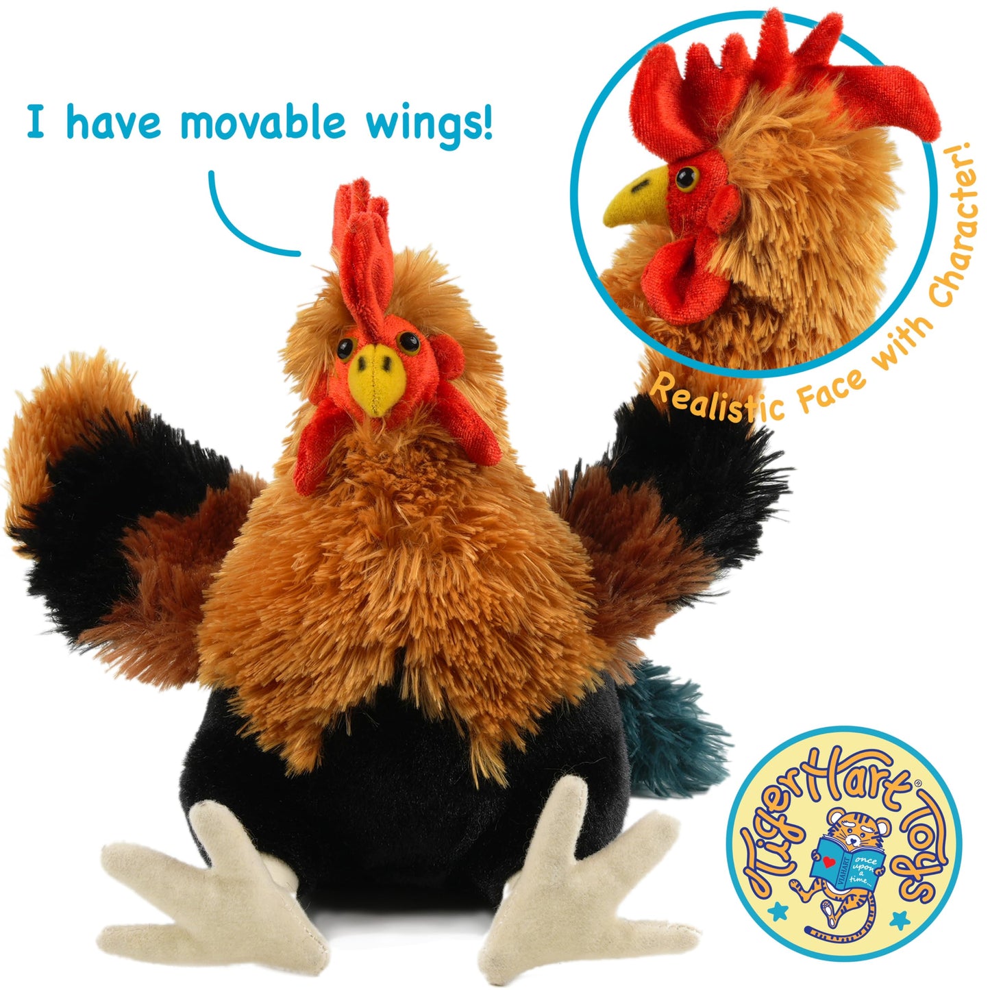 TigerHart Riley The Rooster - 8 Inch Chicken Stuffed Animal Plush