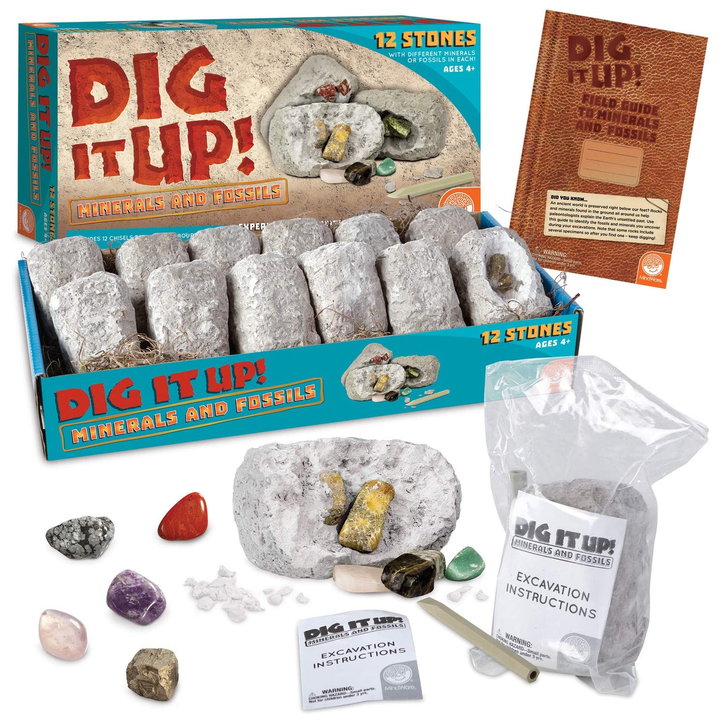 MindWare Dig It Up! Stone Fossil Dig Kits for Kids