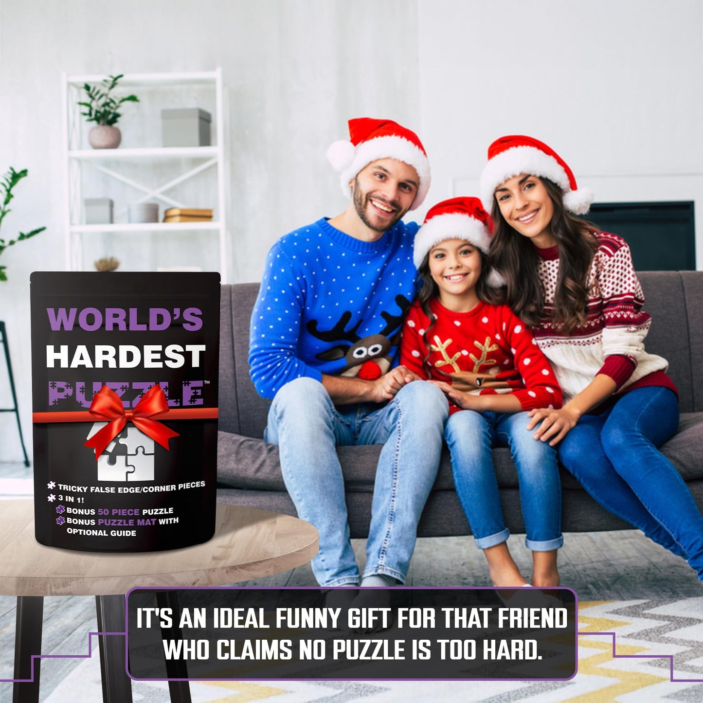 World's Hardest Puzzle ® - Clear Impossible Puzzle for Adults - Funny, Difficult, & Challenging - Hard Acrylic w/False Edges & Corners - Free Mat +