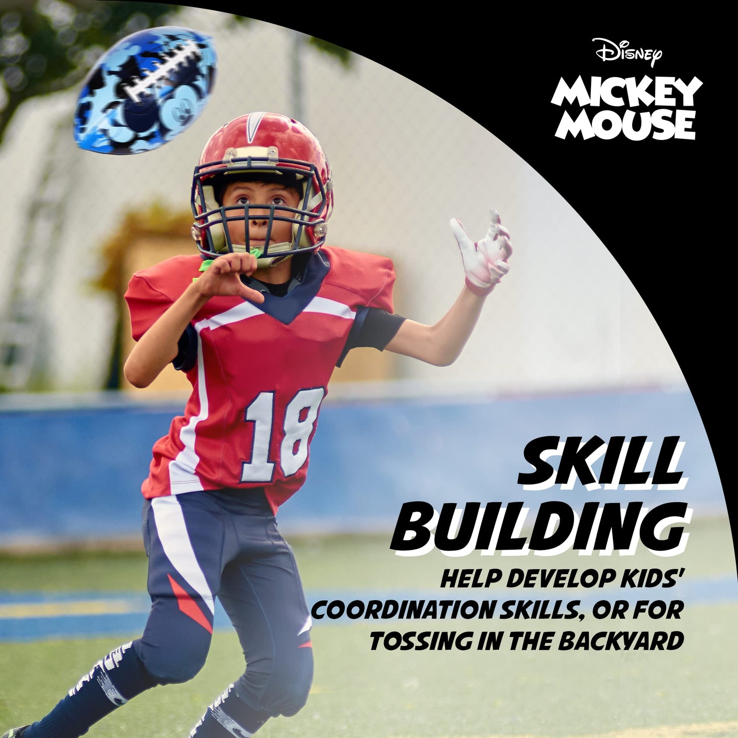 Disney Mickey Mouse Youth Football, Silhouettes Design Small Mini Peewee Football for Kids, Size 5, Blue