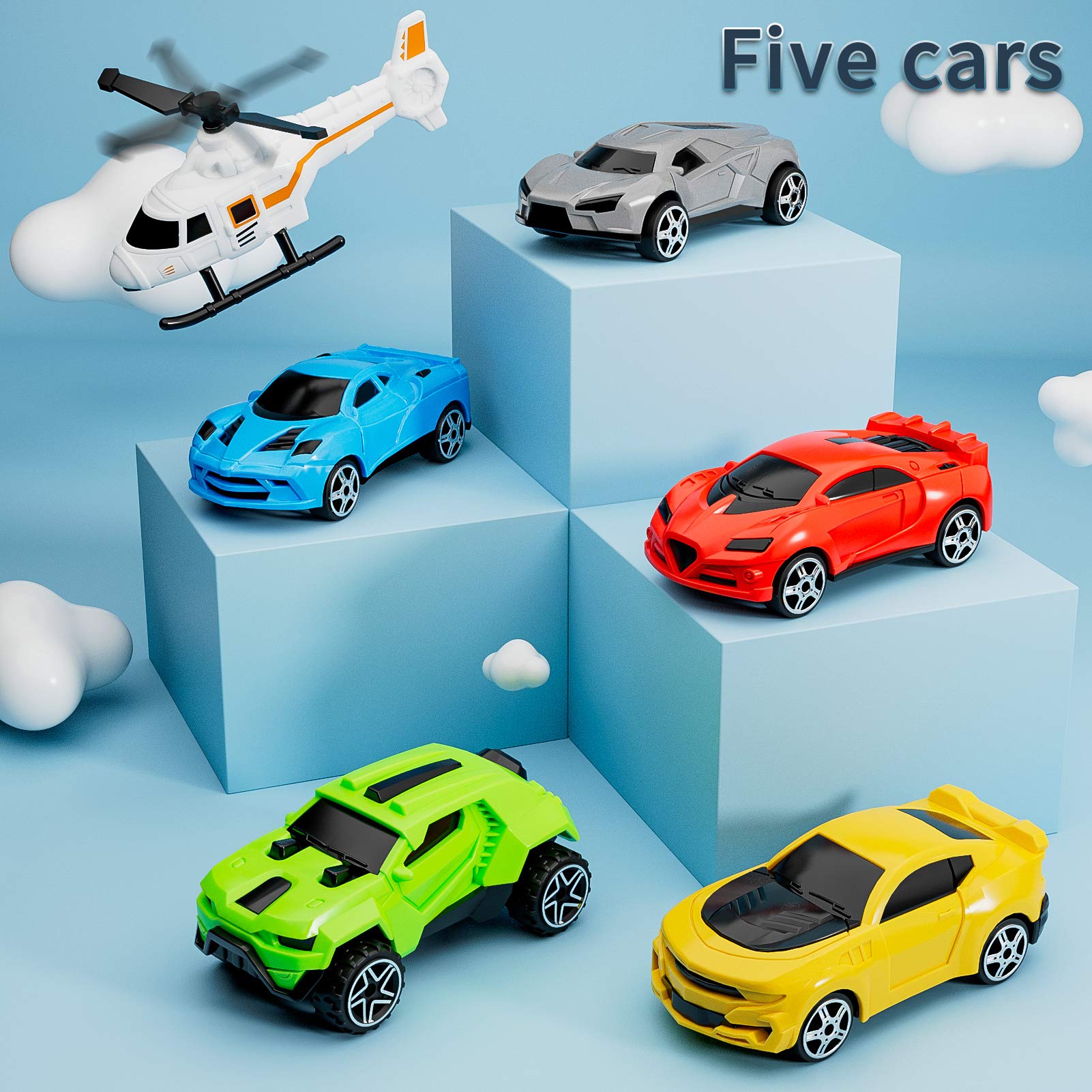 LOVE LIFE Airplane Toy Set Transport Cargo Plane Play Toy Gift for 3 4 5 6 Years Old Boys Girls Kids,Aircraft Vehicle Toys with 5 Mini Cars,Helicopter