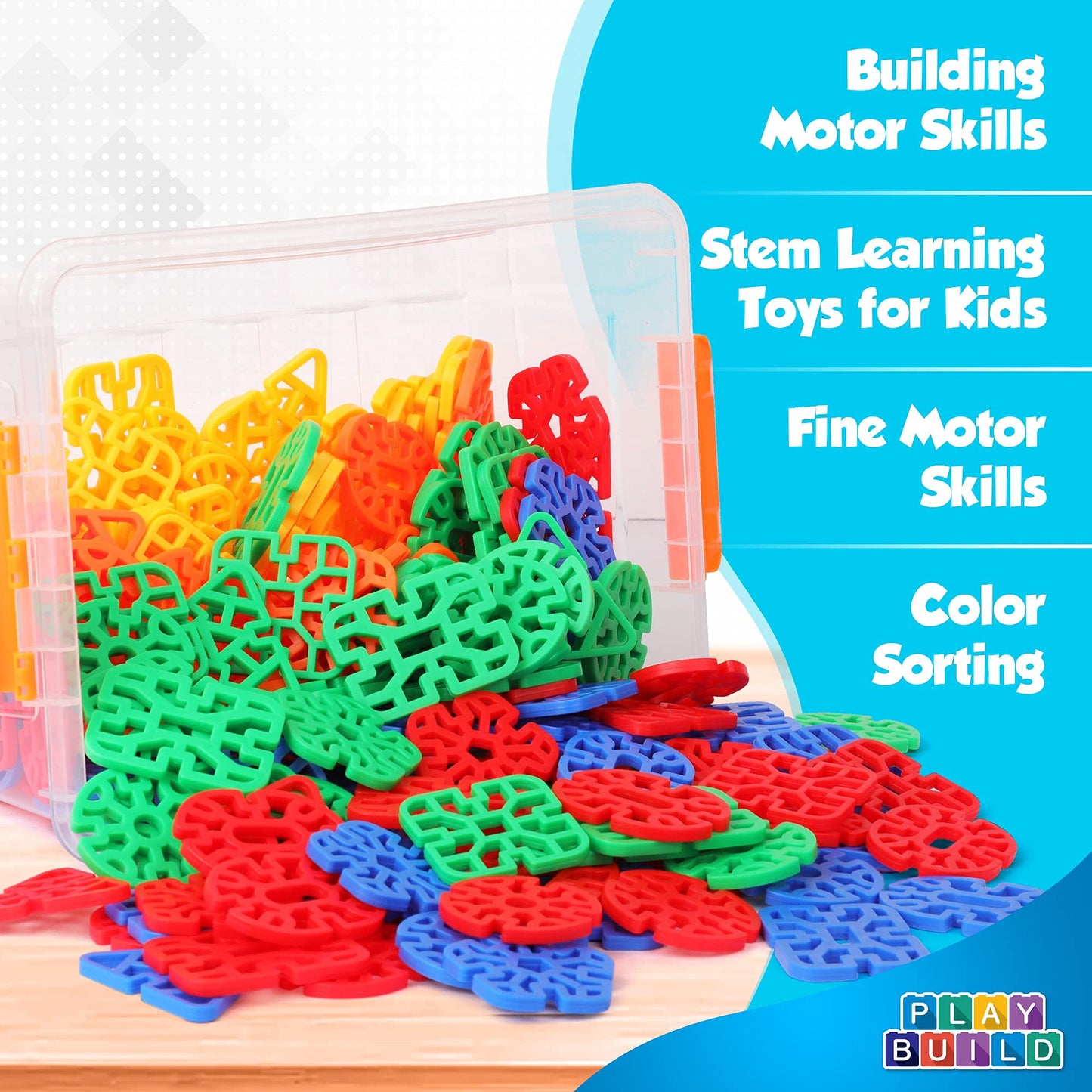 Play Build Interlinks Connector Building Toys, Interlocking Stem Toys for Boys and Girls, Baby and Toddler Toys, Creative Construction Stem Building