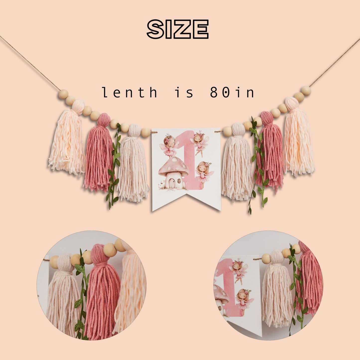 ZAIBIANHAO Fairy First Birthday High Chair Banner