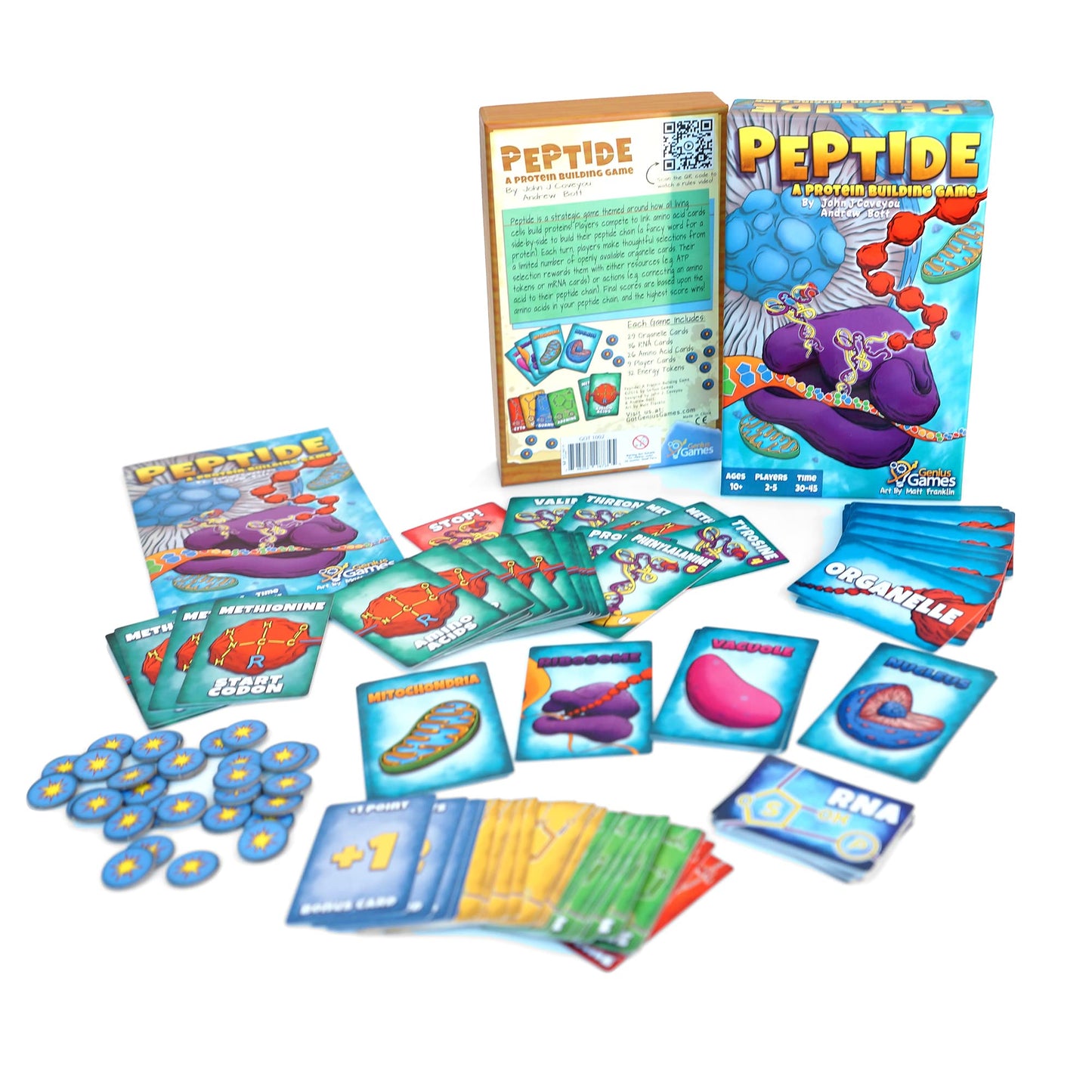 Genius Games Peptide: A Protein Building Game | A Strategy Card Game with Accurate Science for Gamers and Teachers | Teaches Amino Acids, mRNA