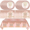 41 Pcs 10th Birthday Decorations for Girl,Rose Gold Happy 10 Years Old Ten Birthday Party Tableware Set 10th Birthday Party Plates
