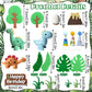 Simpfo 27 PCS Dinosaur Cake Topper Set with Dinosaur Figurines, Eggs, Jungle Leaves - Reusable Cupcake Decorations for Kids Birthday Party, Dino