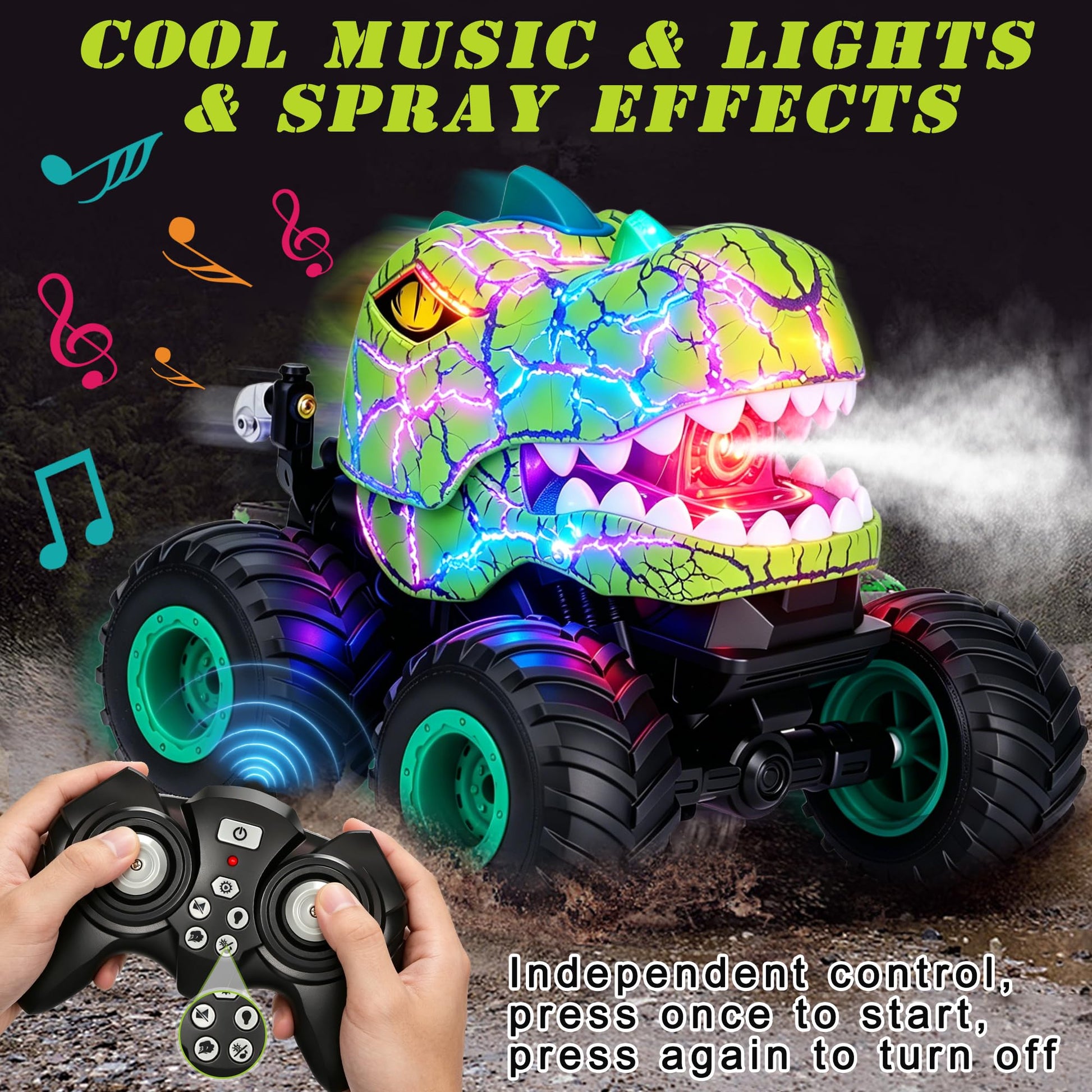 BlingCnsy Remote Control Monster Truck Toys, Dinosaur RC Car Monster Trucks