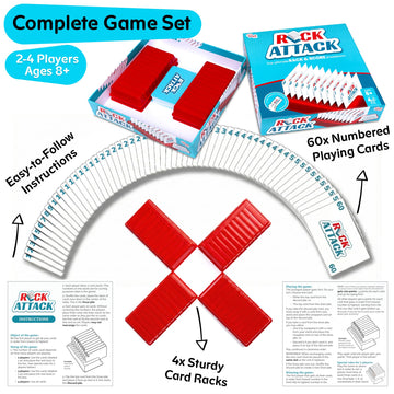 Point Games Rack Attack Strategy Board Game - Classic Sequencing & Number Card Game for Family Game Night - Ages 8+, 2-4 Players - Includes 4 Racks