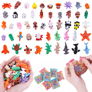 Lufstd 50 Pcs Mini 3D Printed Animals Bulk, Individually Wrapped