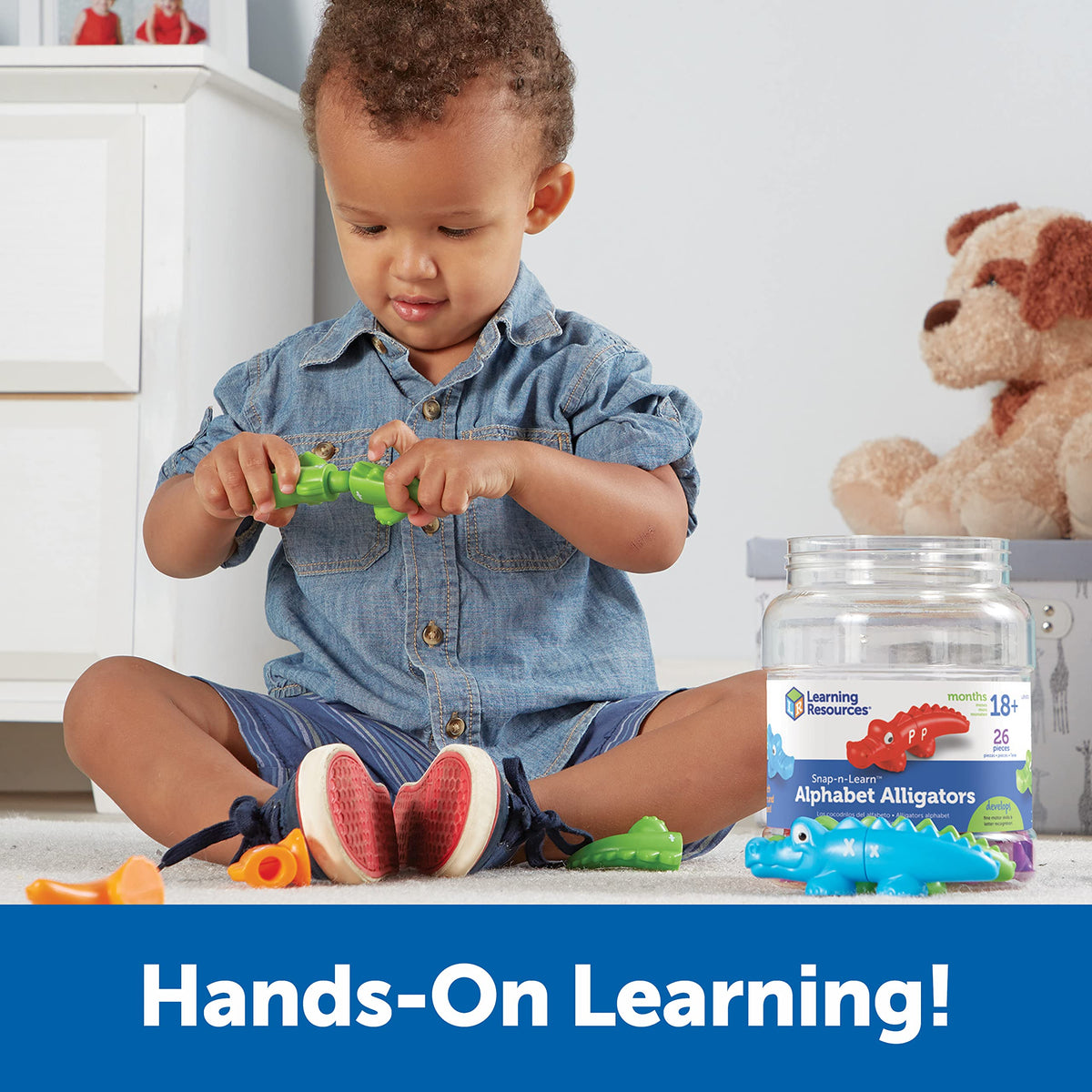 Learning Resources Snap-n-Learn Alphabet Alligators - Toddler Toys, Preschool ABC Activities, Fine Motor Skills, Alphabet Manipulatives, Phonetics and