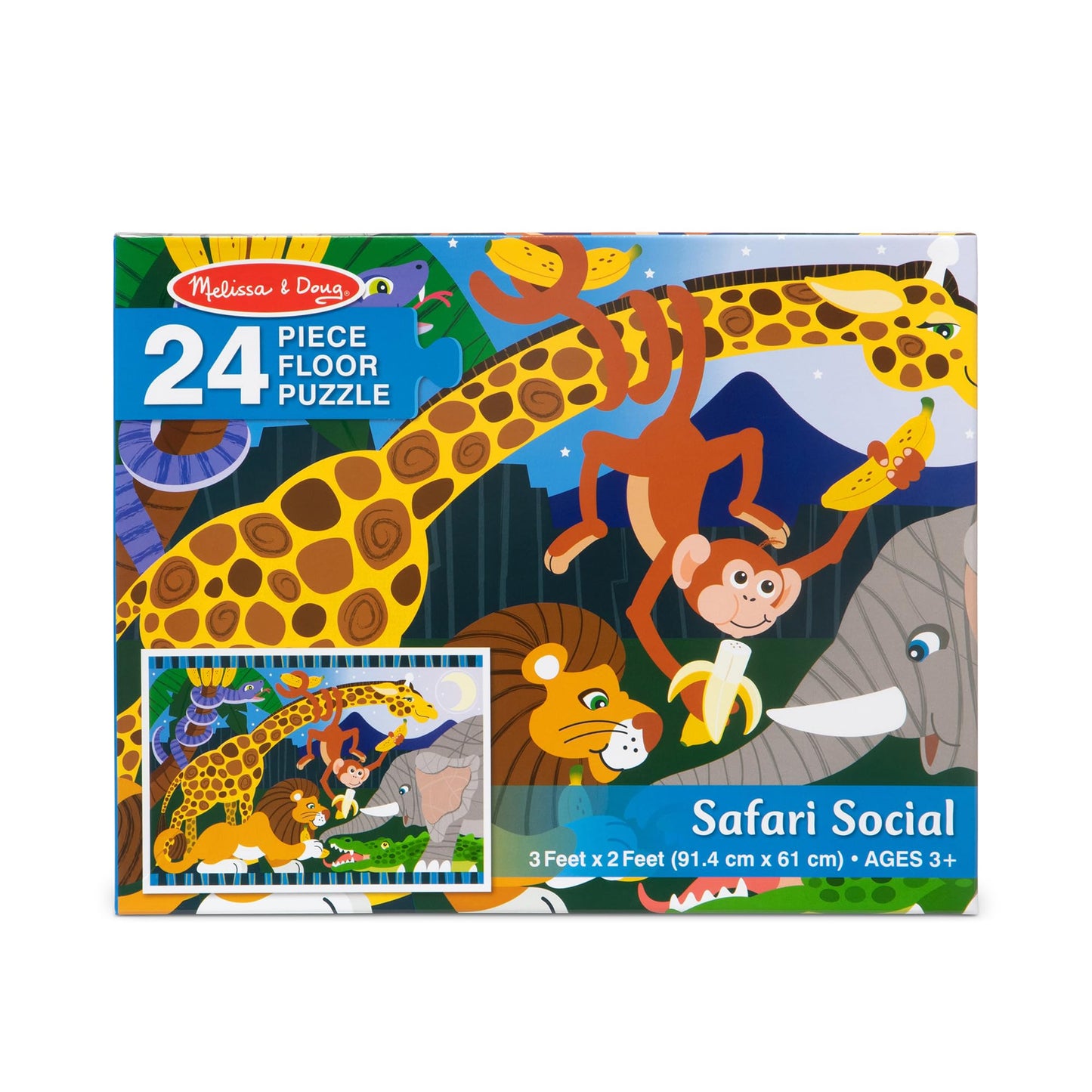 Melissa & Doug Safari Social Jumbo Floor Puzzle (24 Pieces, 2 x 3 Feet), Jigsaw Puzzle for Preschoolers and Kids Ages 3+ - FSC Certified