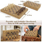 Bucher & Rossini 15-Inch Magnetic Chess Set, Faux Leather Foldable Board with Storage Compartments, Travel Chess Game Set - Classic Board Game