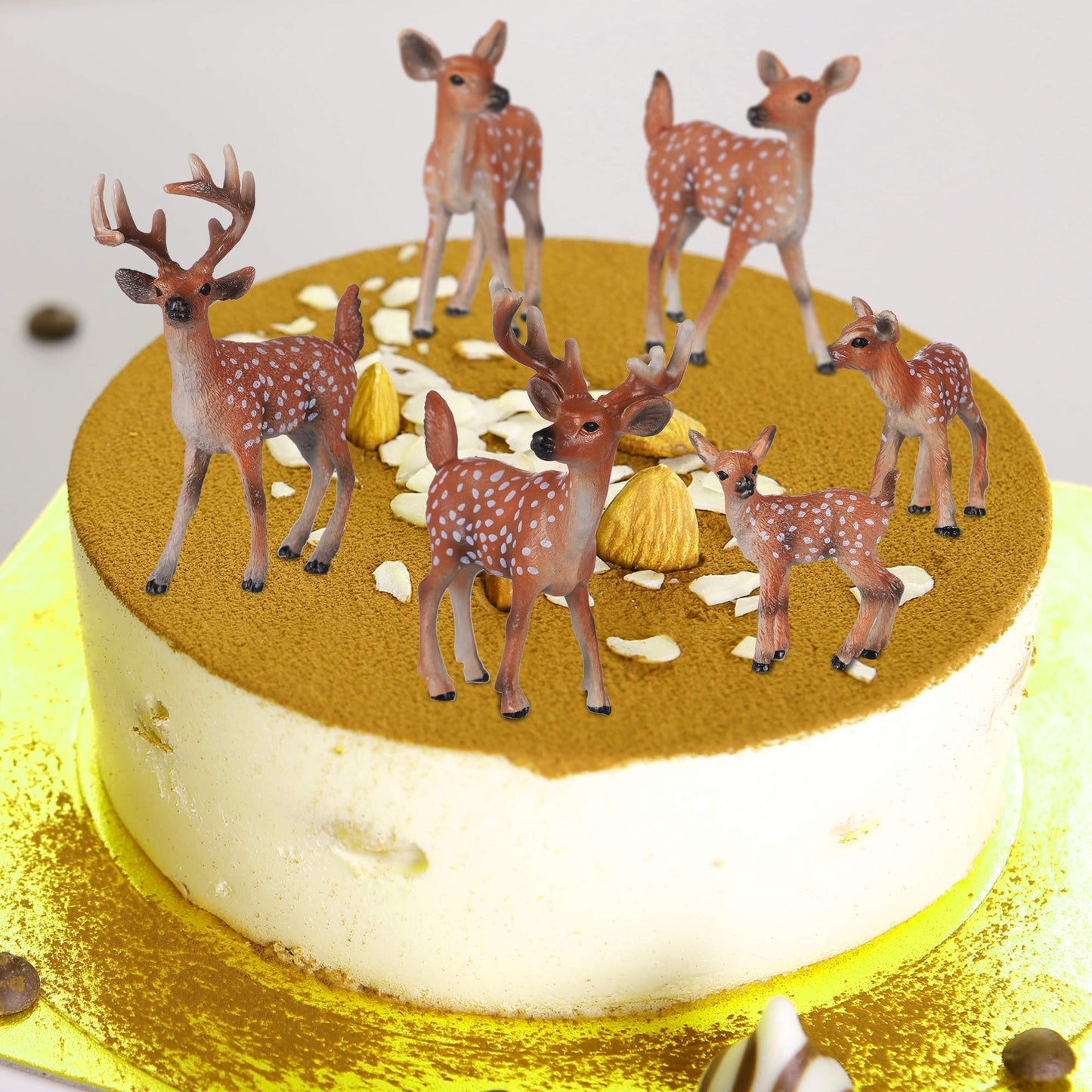 JOKFEICE Deer Toys - 6pcs Realistic Deer Woodland Animals Figurines - Early Educational Toys, Birthday Cake Topper for Kids