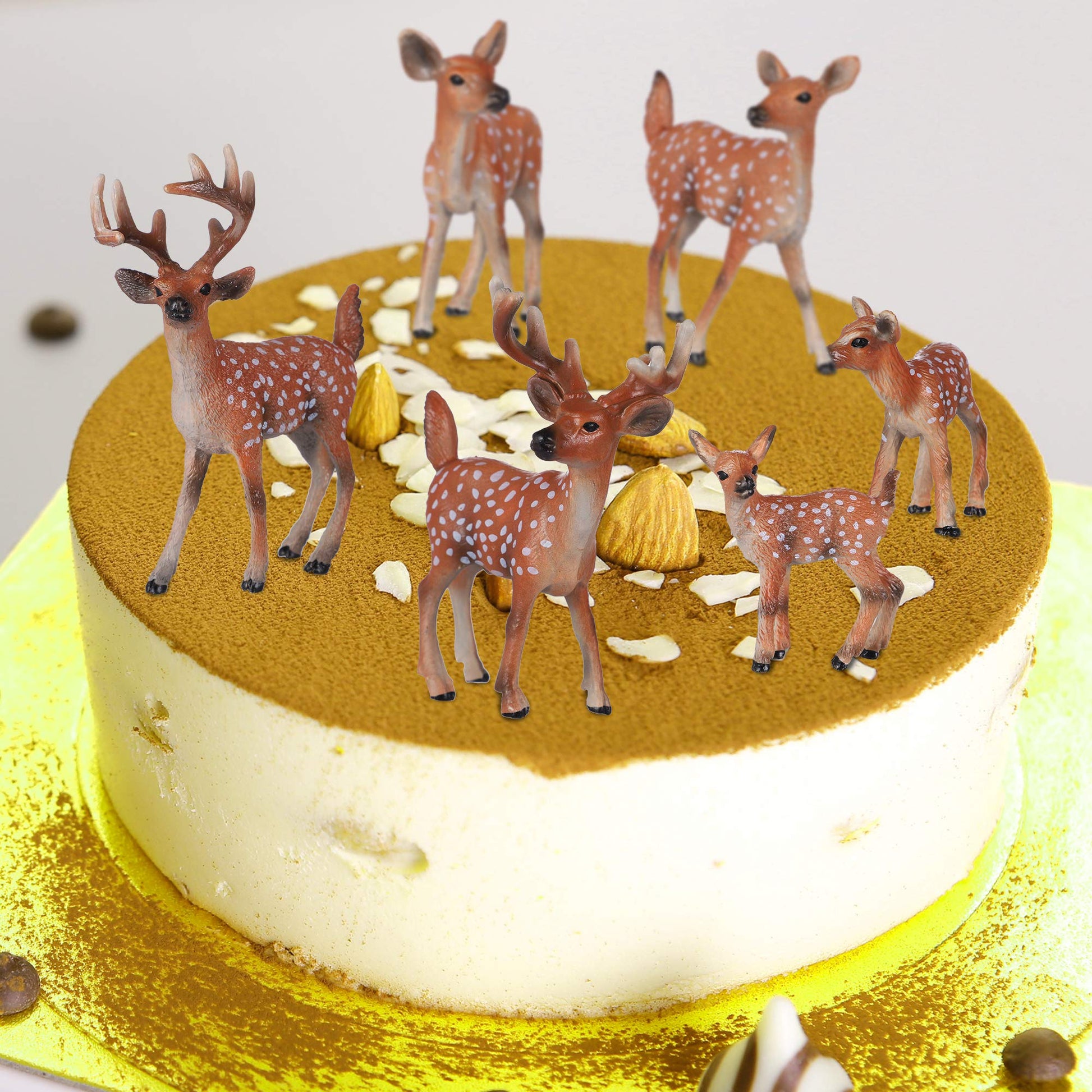 JOKFEICE Deer Toys - 6pcs Realistic Deer Woodland Animals Figurines - Early Educational Toys, Birthday Cake Topper for Kids