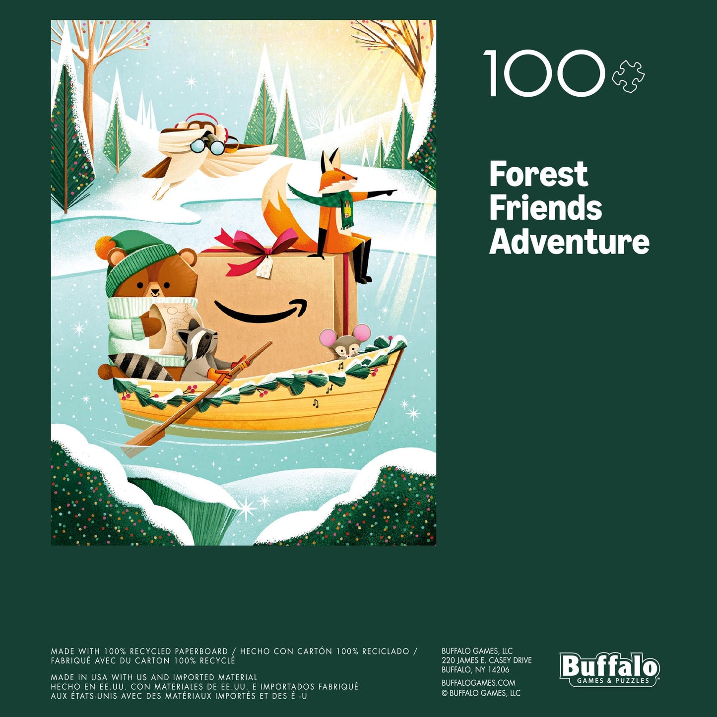 Amazon Holiday Puzzle - 100 Piece Jigsaw Puzzle from Buffalo Games - Forest Friends Adventure - Family Game Night Puzzle Fun - Finished Size is 15 x