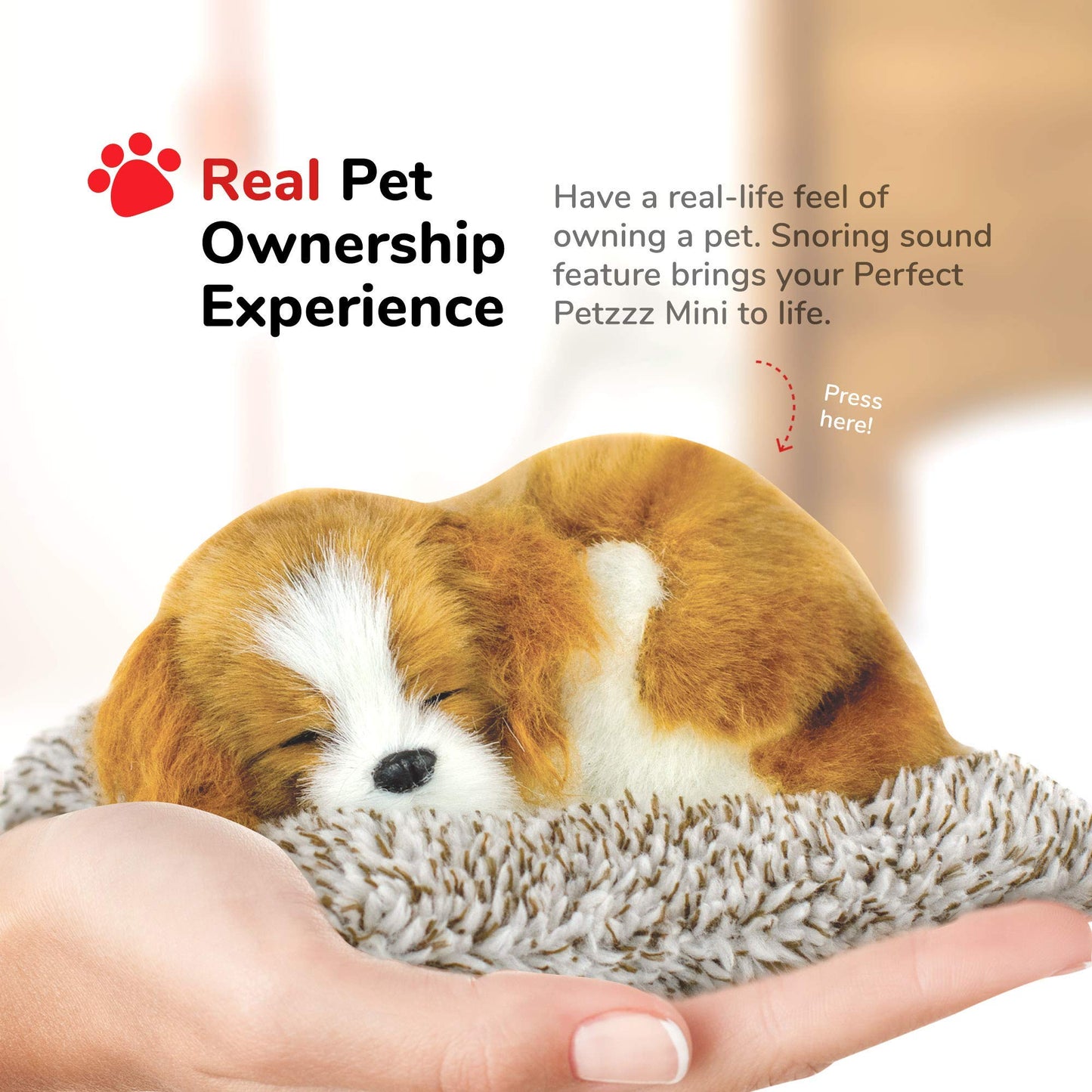 Perfect Petzzz Mini Cavalier King Charles, Stuffed Animals for Girls and Boys, Dog Toys for Kids and Elderly, Battery-Operated Live Pet Toys
