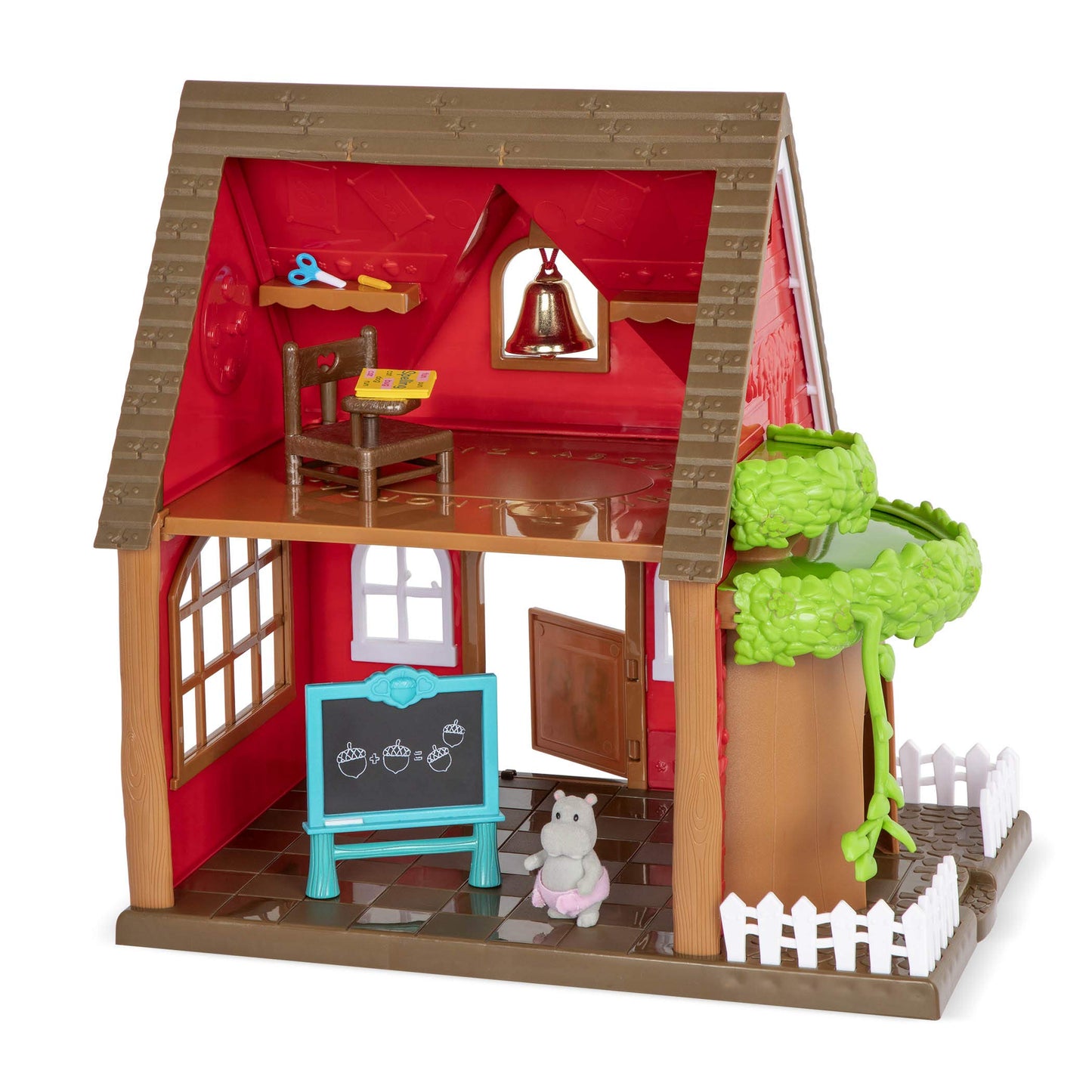 Li'l Woodzeez - Woodland Schoolhouse Dollhouse Playset with 1 Doll Figure, Miniature Furniture & Accessories - Encourages Imaginative Pretend Play