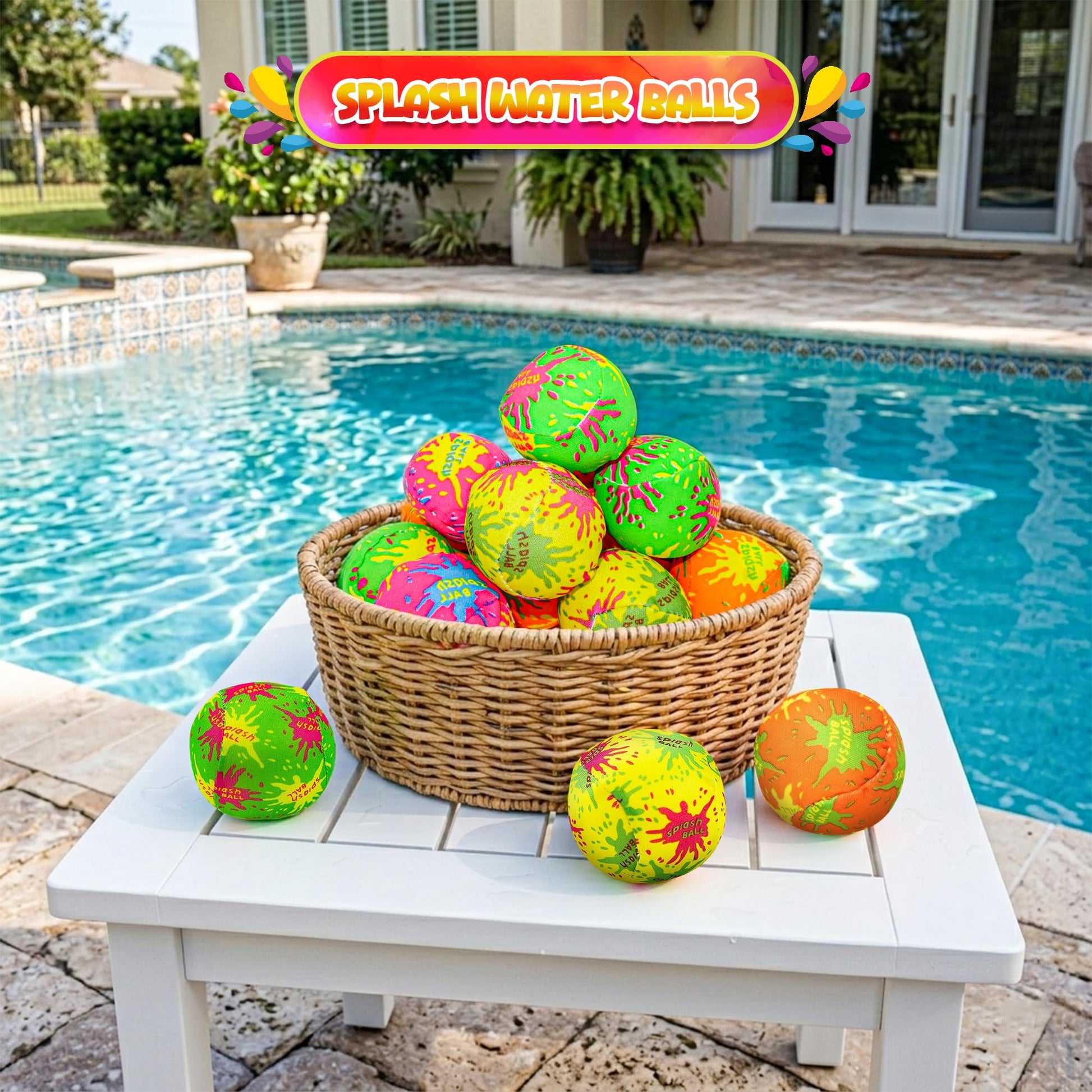 24 Pack - 2" Water Splash Balls Bomb - Mini Water Absorbent Ball - Summer Kids Pool Toys, Outdoor Water Fight Game Activities for Kids, Beach Pool