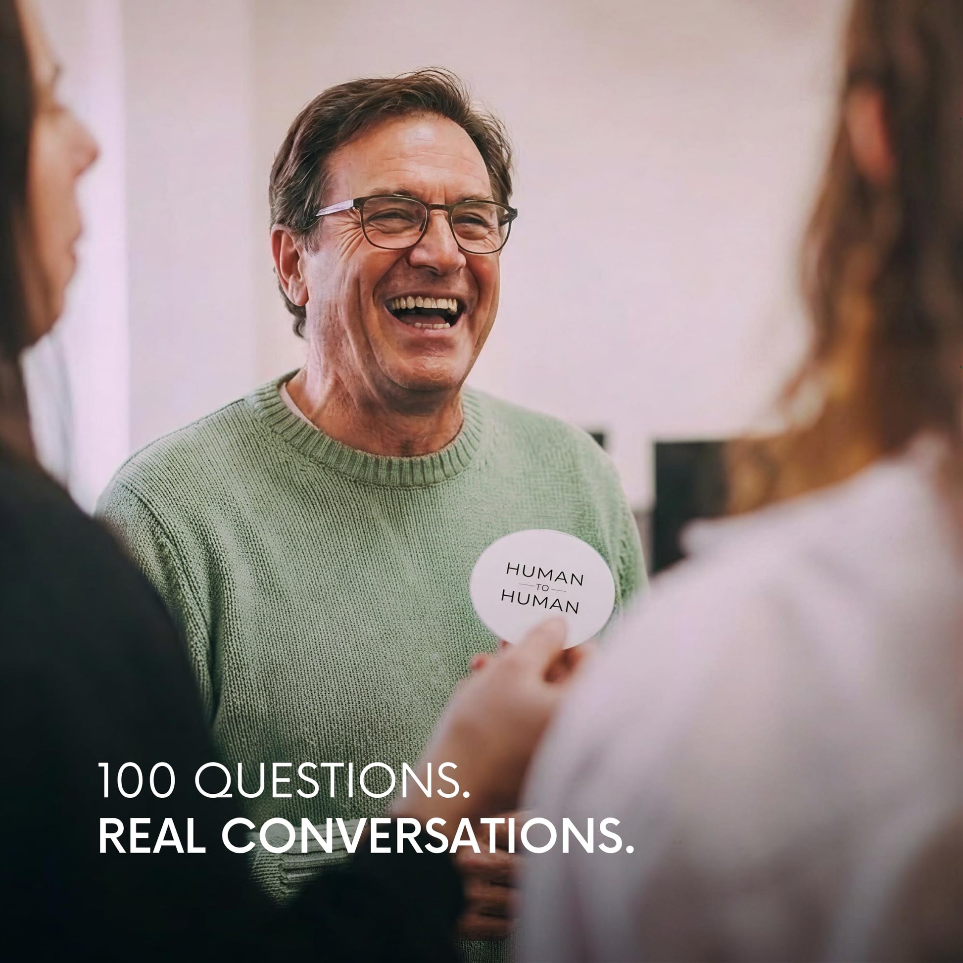 Human To Human Conversation Starter Cards | 100 Prompts for Deeper Connections | Icebreaker Card Game for Team Building, Couples & Families | Adults