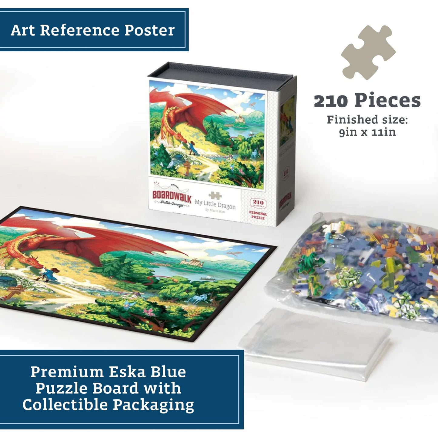 Boardwalk My Little Dragon 210 Piece Personal Puzzle, Jigsaw Puzzles with Premium Box, Dragon Gifts for Adults, 6"x8"