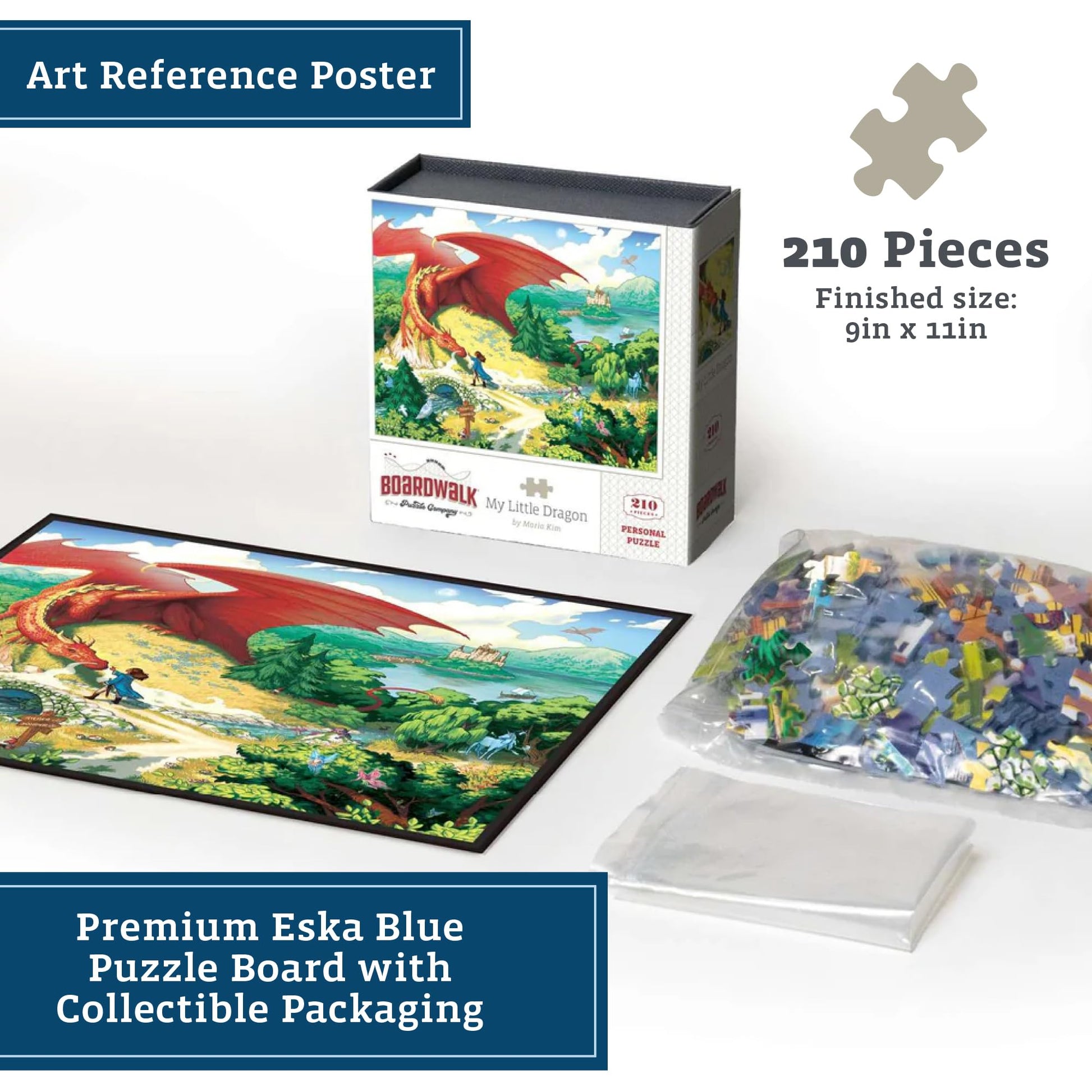 Boardwalk My Little Dragon 210 Piece Personal Puzzle, Jigsaw Puzzles with Premium Box, Dragon Gifts for Adults, 6"x8"