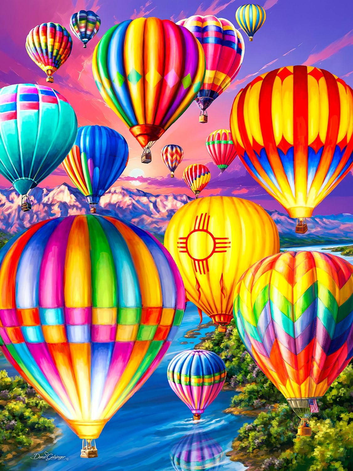 Springbok Magical Flight 1000 Piece Puzzle for Adults - Brilliant Hot Air Baloons