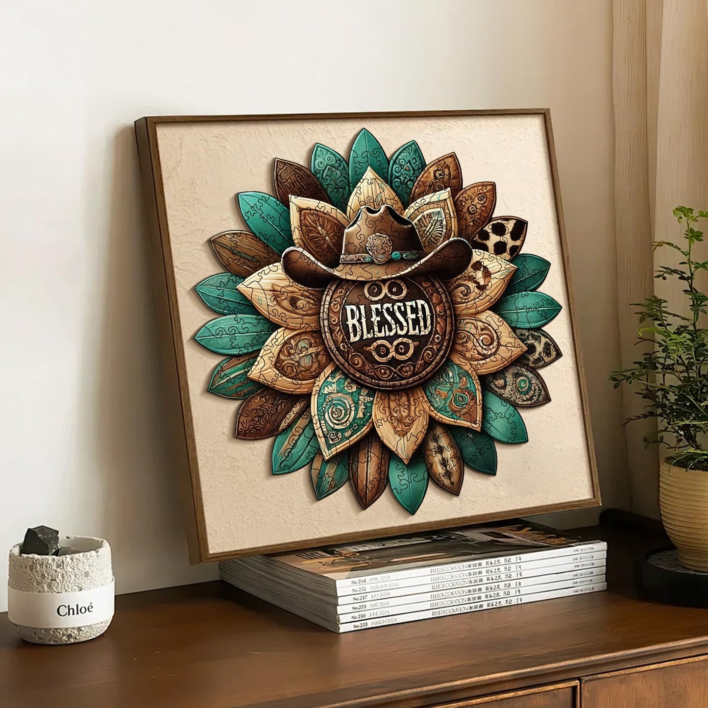 200 Pieces Blessed Wooden Puzzles for Adults, Cowboy Hat Unique Shaped Wooden Jigsaw Puzzles for Adults, Irregular Adult Wood Puzzle Creative Gift