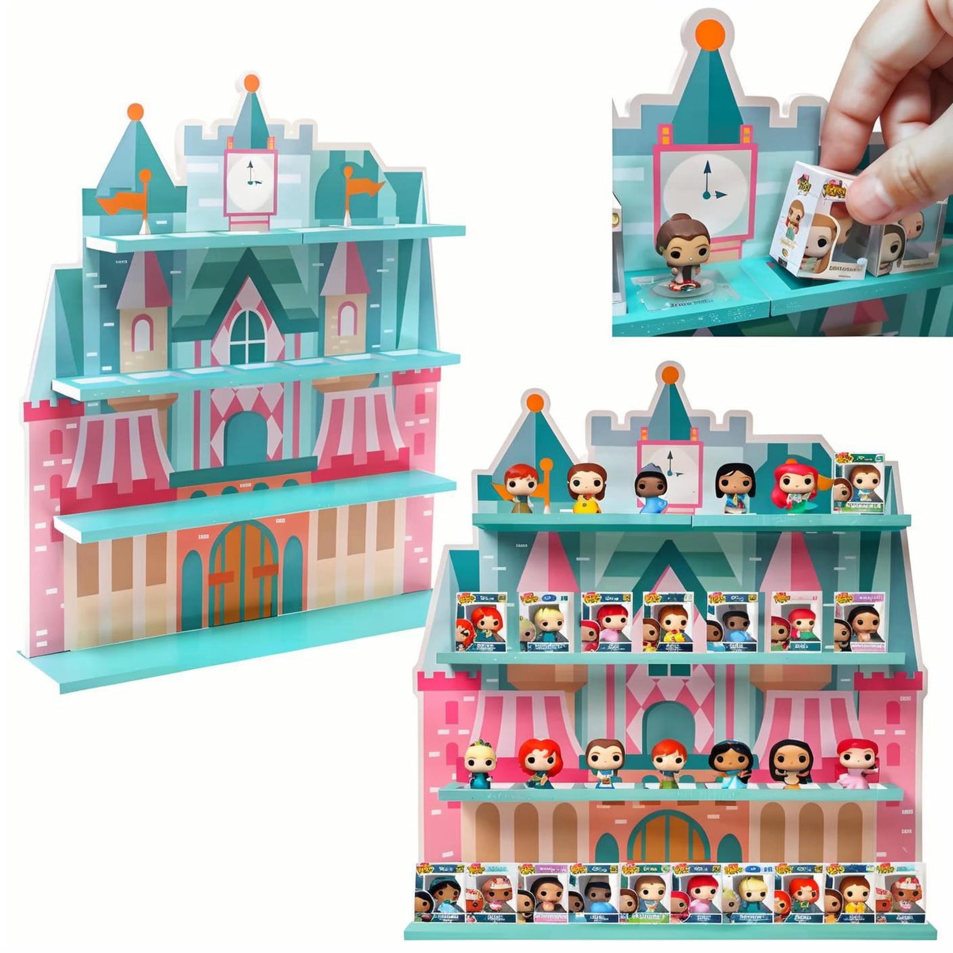 AUFGELD Display Shelf Compatible with Funko Bitty Princesses Series, Display Stand for Bitty Pop Princess Figures, Wallmountable Bitty Shelf, Displays