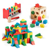 Melissa & Doug Stack, Sort & Pound Wooden Toy Collection (Building Blocks, Shape Sorter, Pounding Bench)