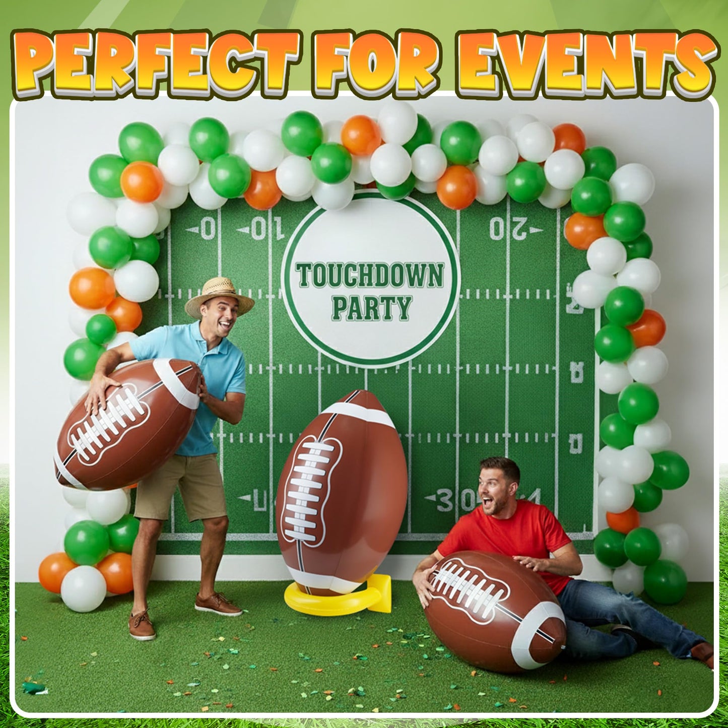 KiddieLoot 36" Jumbo Blow Up Football Field Goal Party Decorations w/Tee