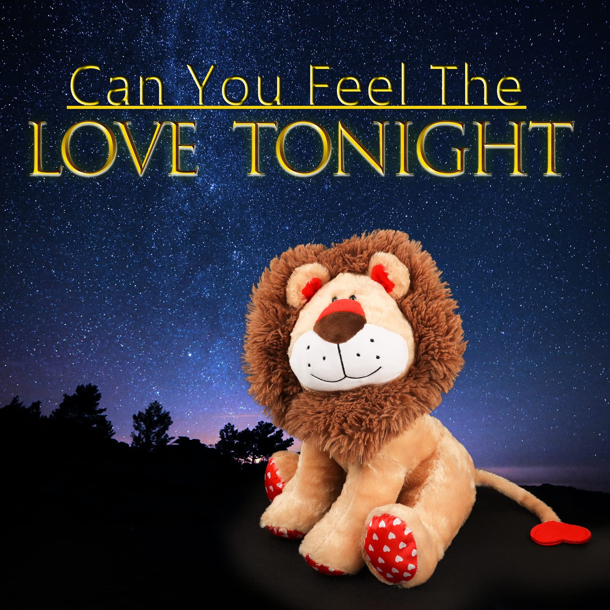 WEIGEDU Love Lion Stuffed Animal, King Lion Plush Toy with Mane Heart Shape Tail for Boy Girls Kids Baby Couple Lover Birthday Bedtime Gift, 13.8“