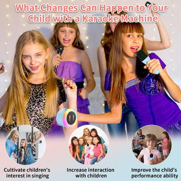 Mini Karaoke Machine for Kids Adults?Portable Karaoke Speaker with 2 Wireless Microphones?Toys Birthday for Girls 4,5,6,7,8,9,10,11,12+ Years (Blue)