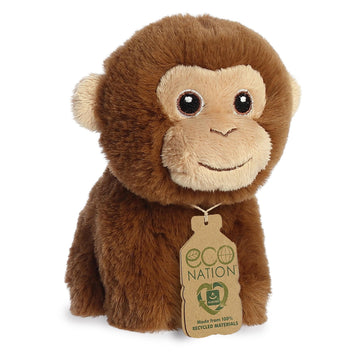 Aurora® Responsibly Made Eco Nation™ Mini Monkey Stuffed Animal - Ideal for Playtime Adventures - Perfect for Birthdays or Just Because - Brown 5