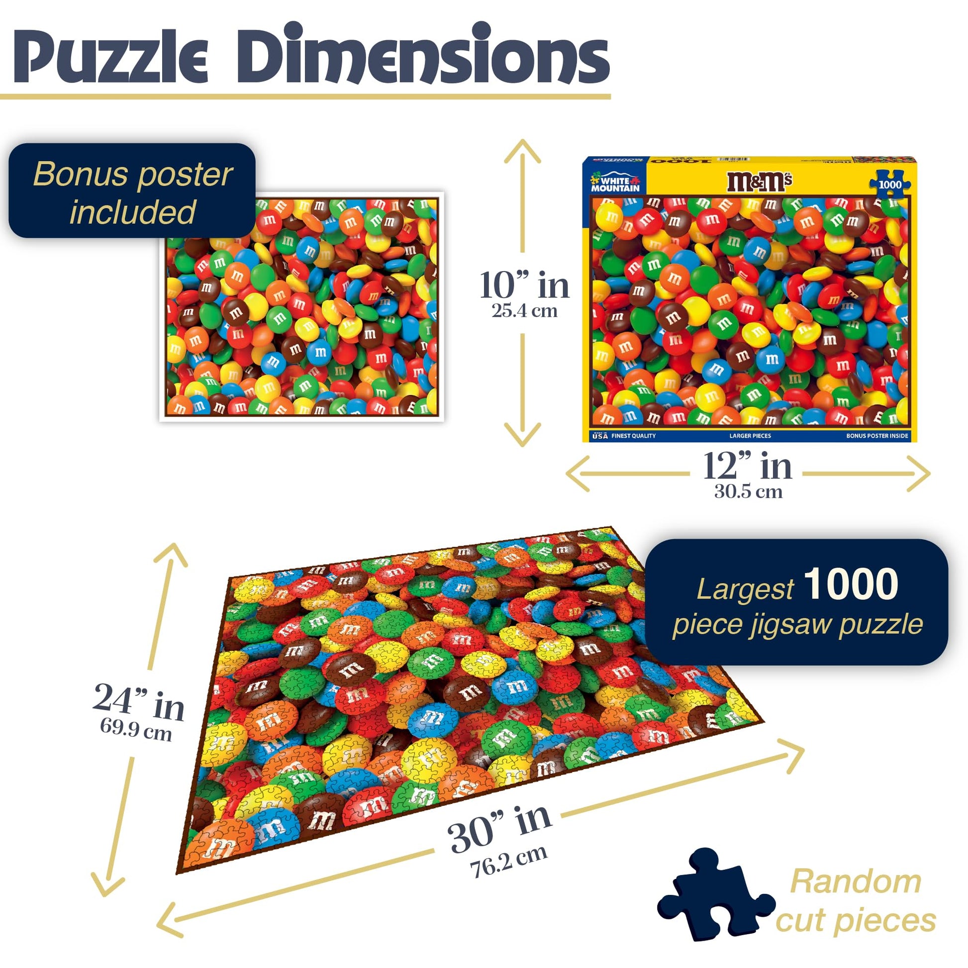White Mountain 1000 Piece Jigsaw Puzzle Colorful Candy, M&M's
