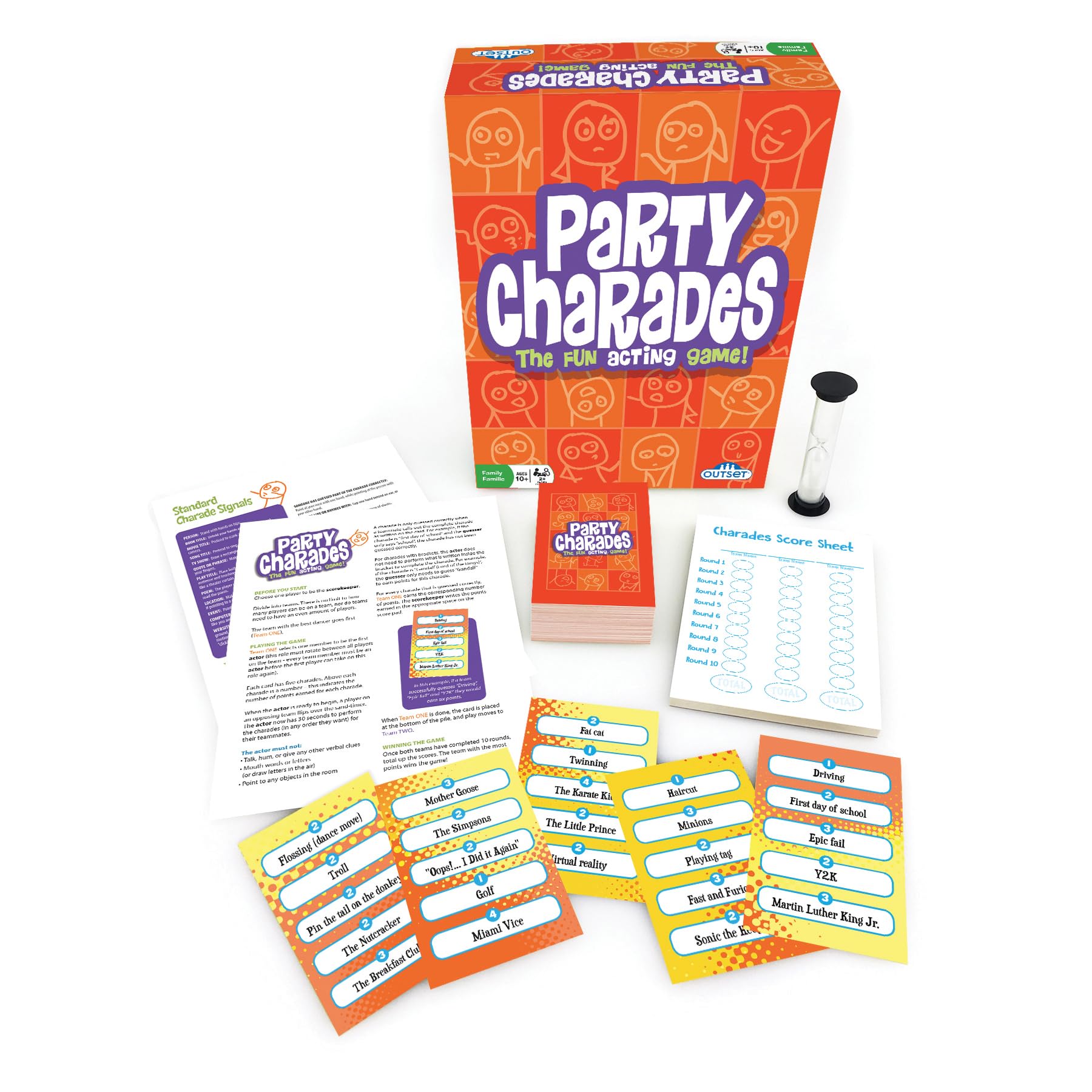 Outset Media- Party Charades Game - Family-Friendly Fun with 500 Charades Cards and Timer - Group Game Night Essential, Ages 10 and up, Amazon