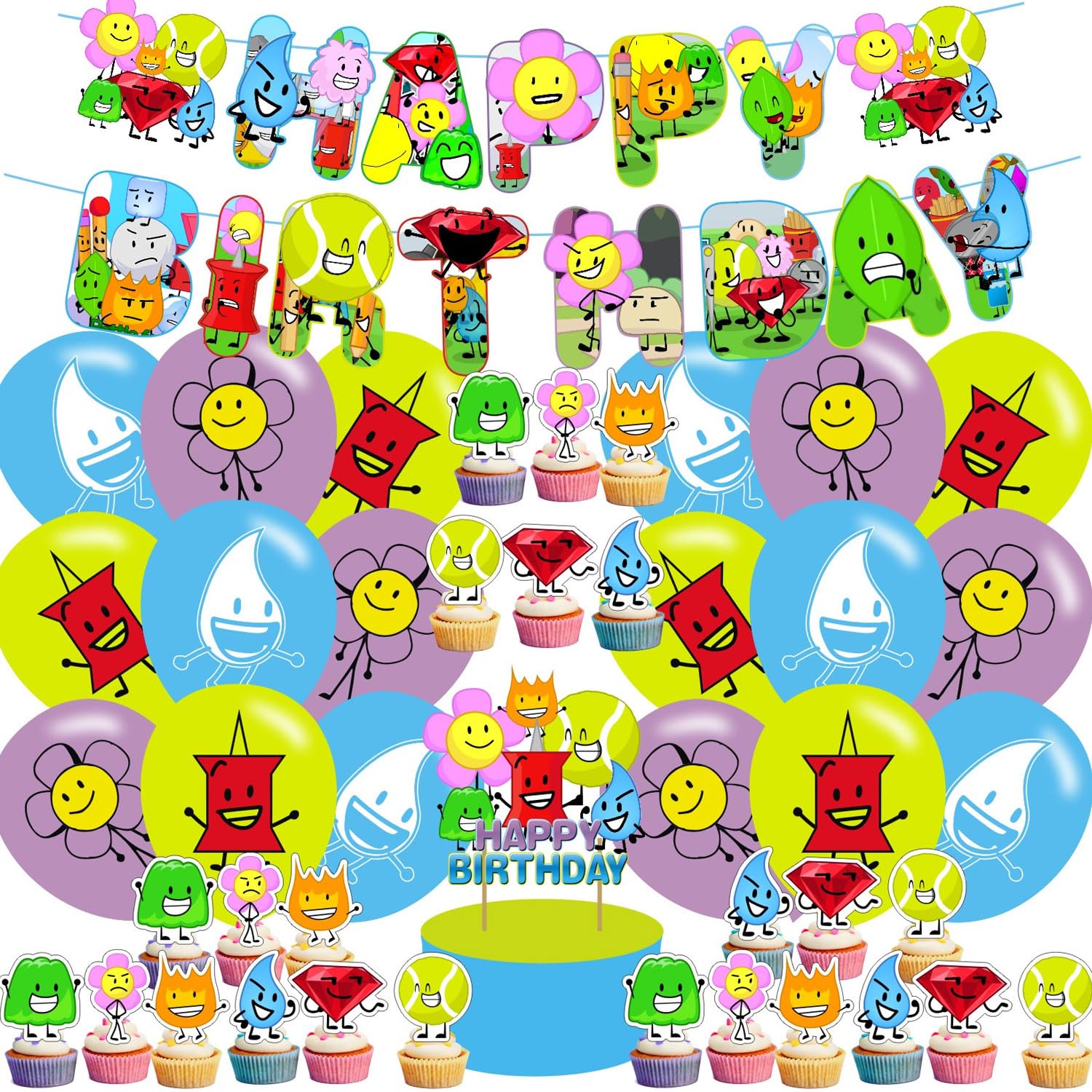 karg Battle-Dream Island Birthday Party Decoration Princess Includes Cake Toppers, Cupcake Toppers, Balloons, Banner Party Supplies Decoration