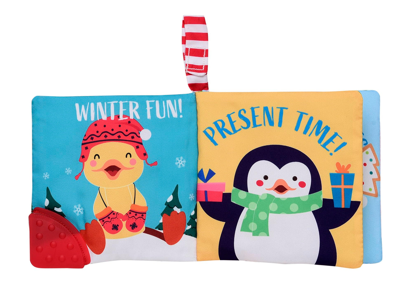 My First Christmas Soft, Crinkle Activity Book with Silicone Teether and Travel Strap, Santa, Green (5 1/2 inch Square)