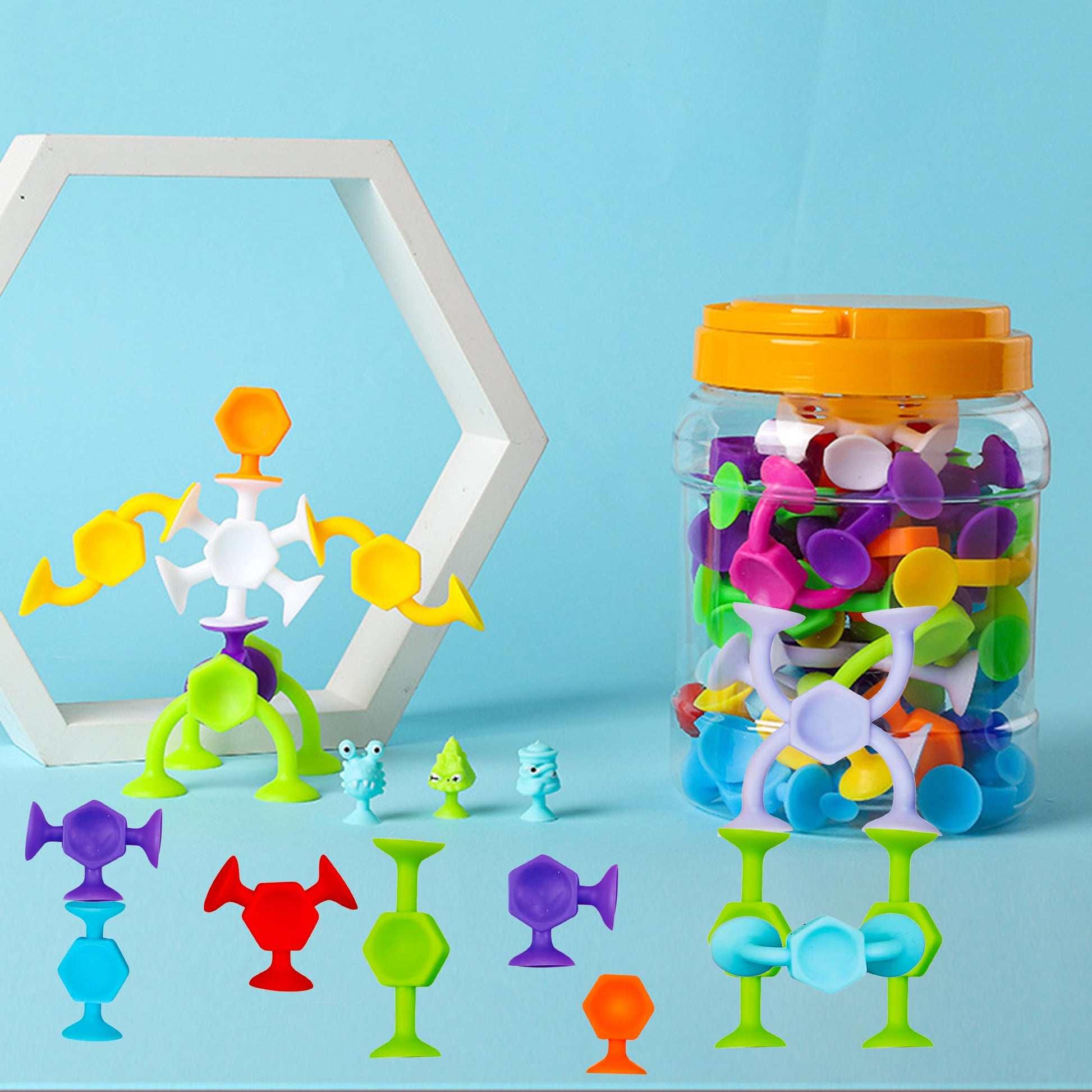Toddler Bath Toys for Kids Ages 4-8?Suction Cup Fidget Spinner Baby, 42 pcs Suction Bathtub Toys for Toddlers 3-5, Starter Sticky Blocks for Bathtub
