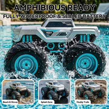 Werlutch Remote Control Car, 1:14 Amphibious RC Cars, 4WD Waterproof All Terrain Monster Truck, 2.4 GHz RC Toys for Boys Kids Christmas Birthday Gifts