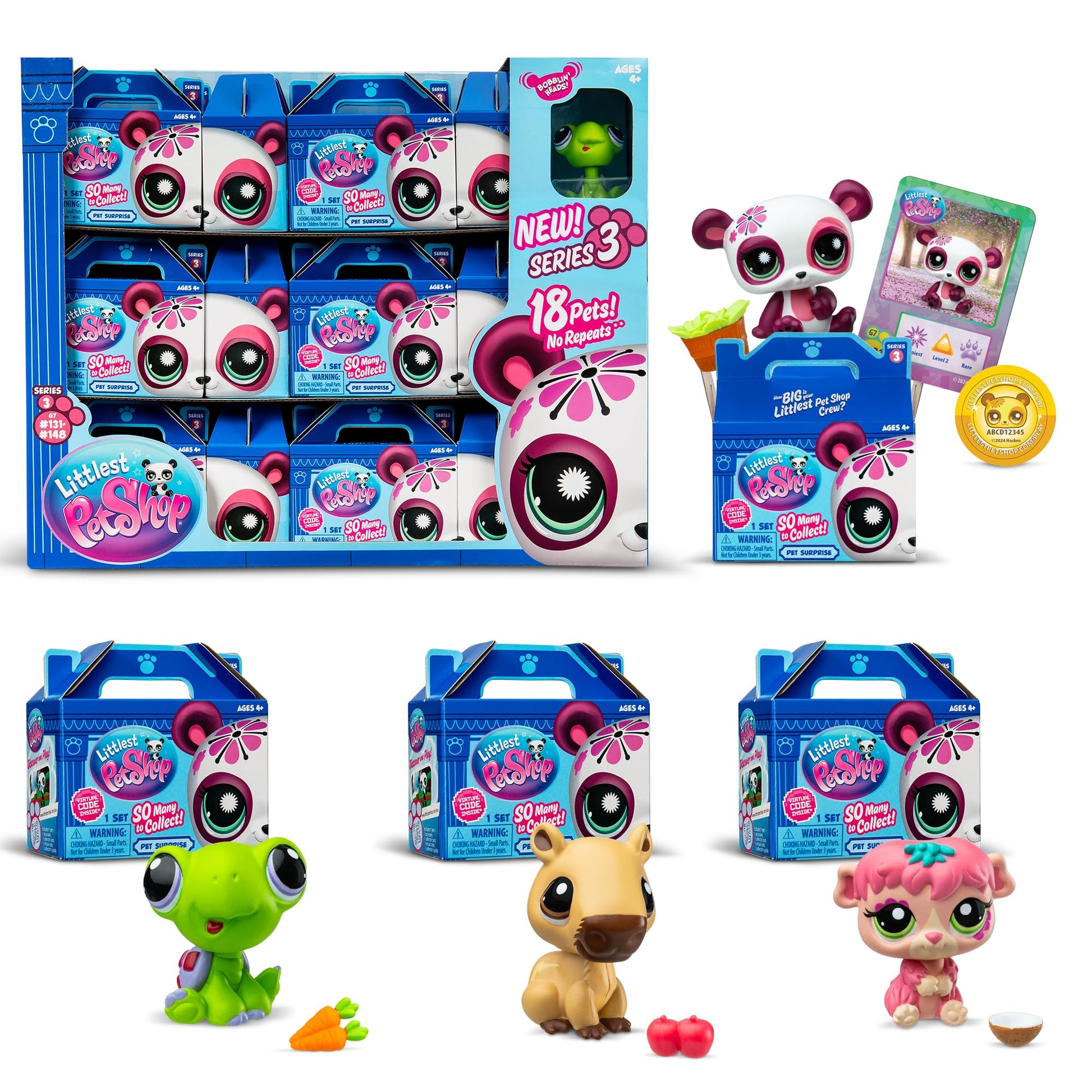 Littlest Pet Shop - Pet Surprise Display - Series 3 18 Pets Collector Set + 1 Bonus Pet, Gen 7 Authentic LPS Bobble Head Toy Figure, Collectible Toy